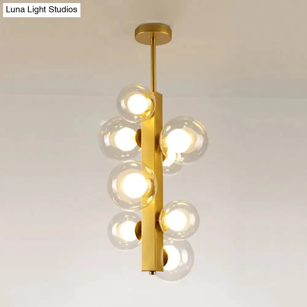 Gold Linear Suspension Light with Modo Clear/White Glass Shades - Modern and Simple Design for Dining Room - 4/8 Lights