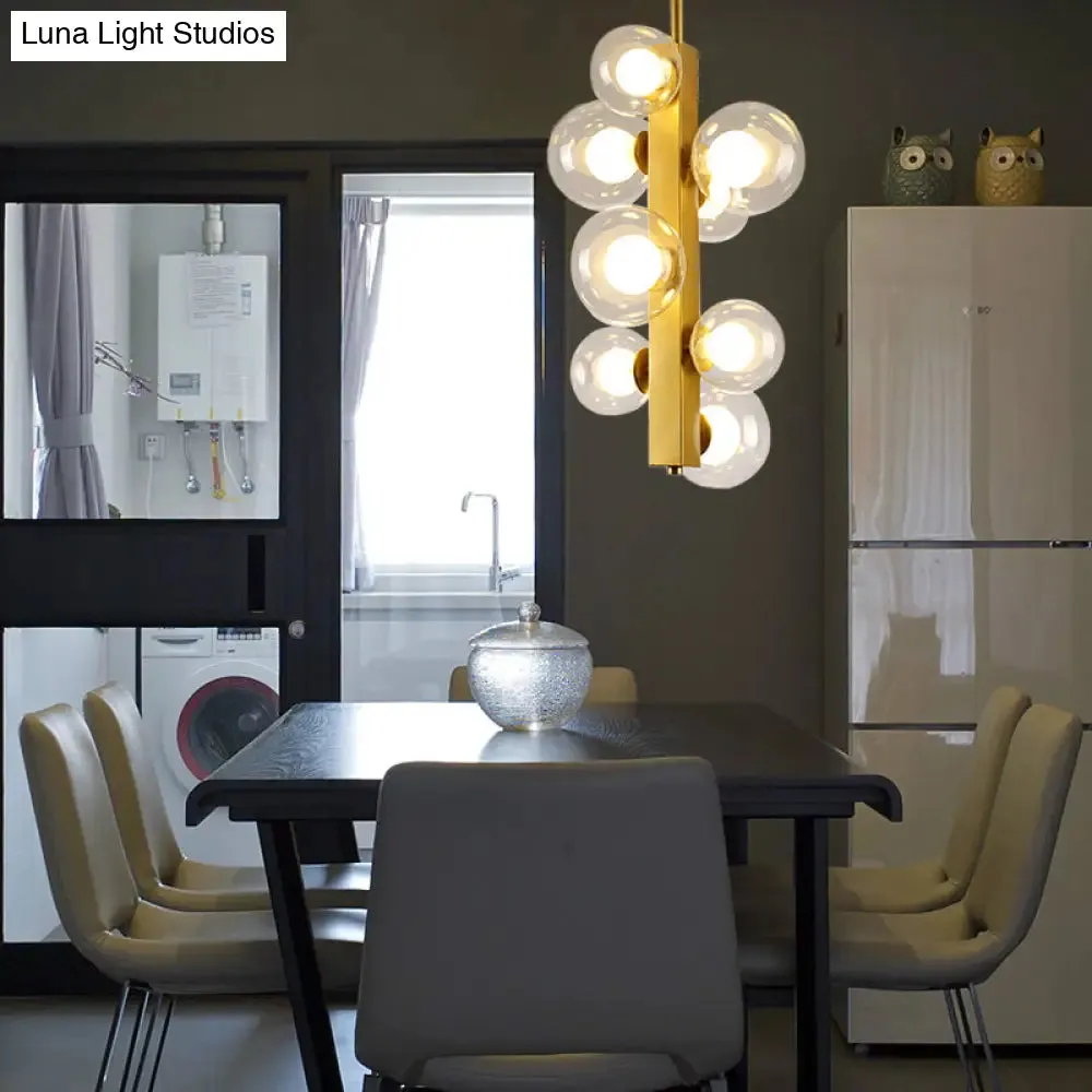 Gold Linear Suspension Light with Modo Clear/White Glass Shades - Modern and Simple Design for Dining Room - 4/8 Lights