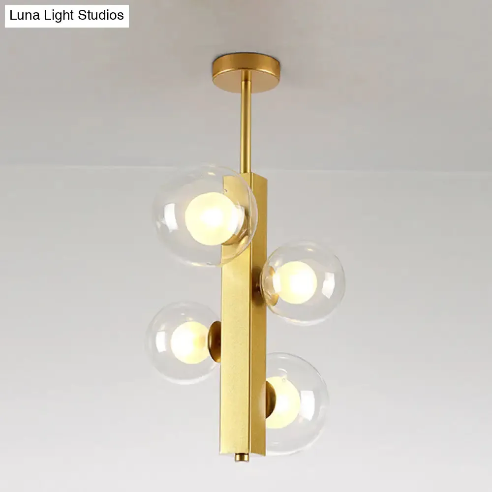 Gold Linear Suspension Light with Modo Clear/White Glass Shades - Modern and Simple Design for Dining Room - 4/8 Lights