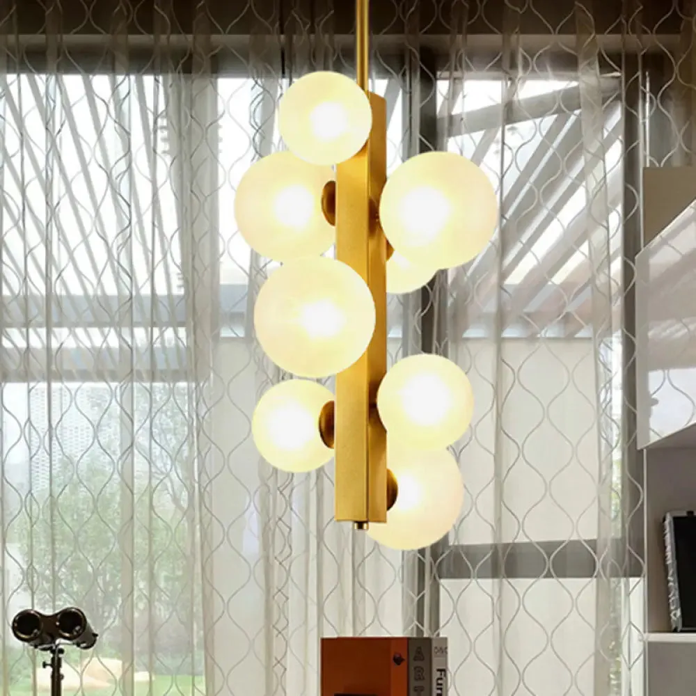 Gold Linear Suspension Light with Modo Clear/White Glass Shades - Modern and Simple Design for Dining Room - 4/8 Lights