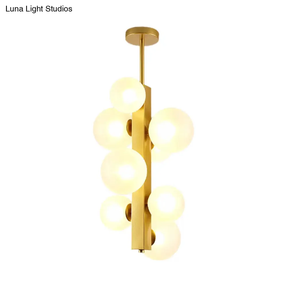 Gold Linear Suspension Light with Modo Clear/White Glass Shades - Modern and Simple Design for Dining Room - 4/8 Lights