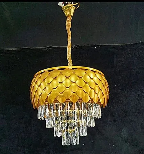 Gold Mamba Round Chandelier with Remote Control in 3 colors (White, Warm White, Yellow)