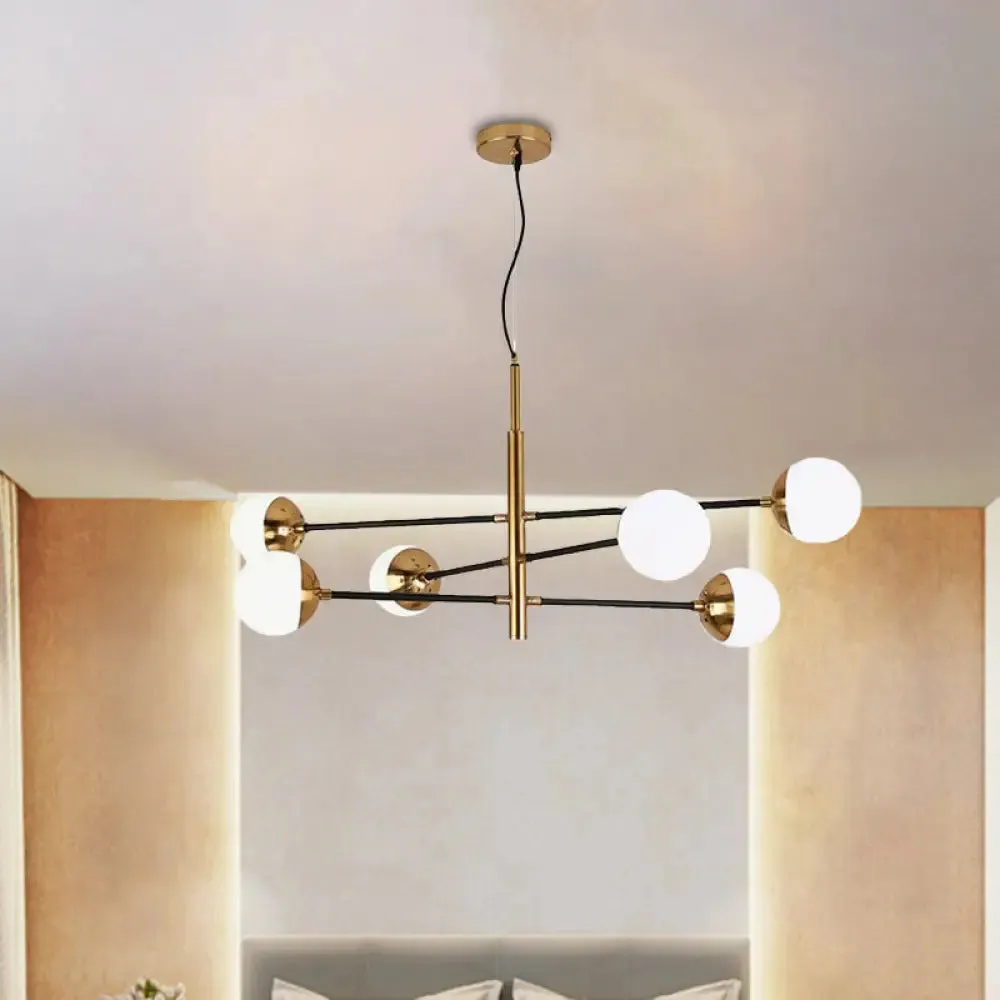 Gold Metal Stacked Chandelier with Glass Modo Pendant Light - Simple Style for Living Room