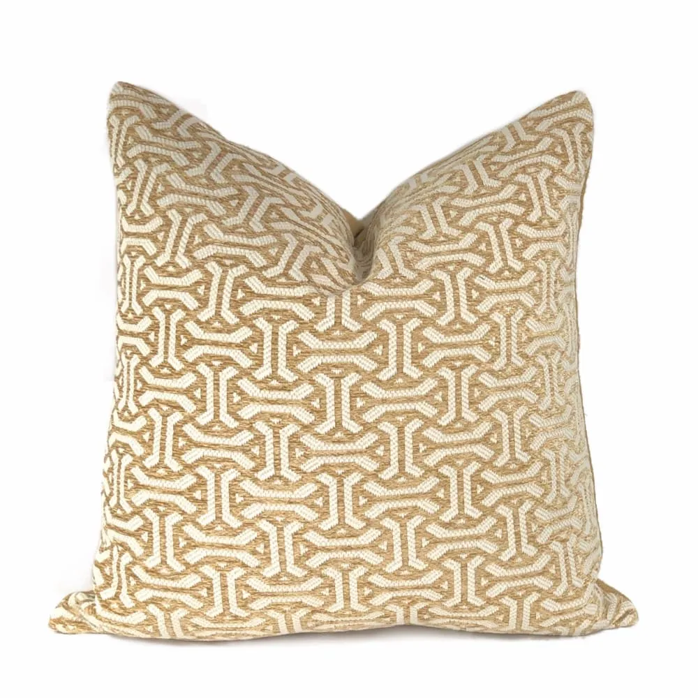 Gramercy I Golden Barley & Cream Geometric Pillow Cover (Fabric by the Yard available)