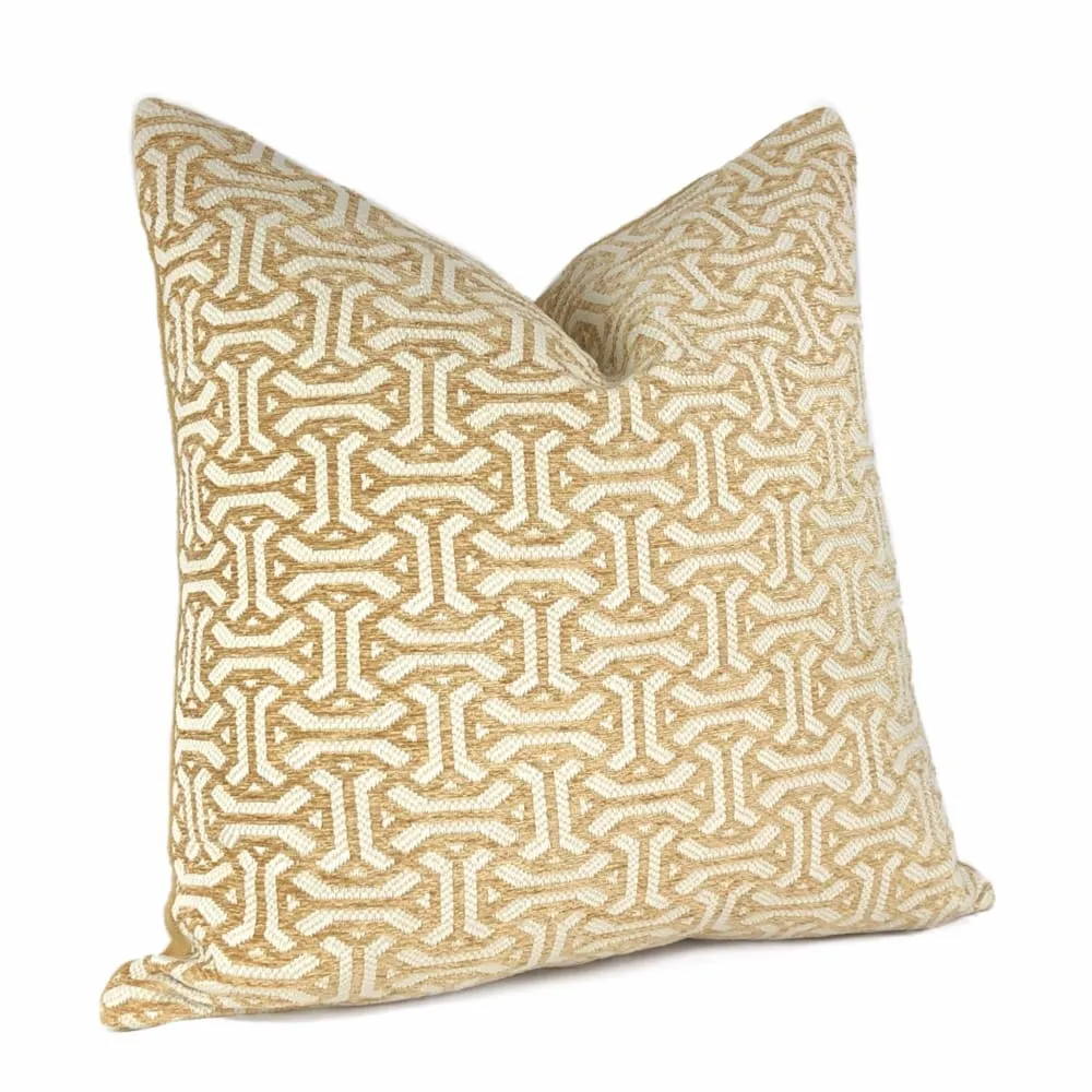 Gramercy I Golden Barley & Cream Geometric Pillow Cover (Fabric by the Yard available)