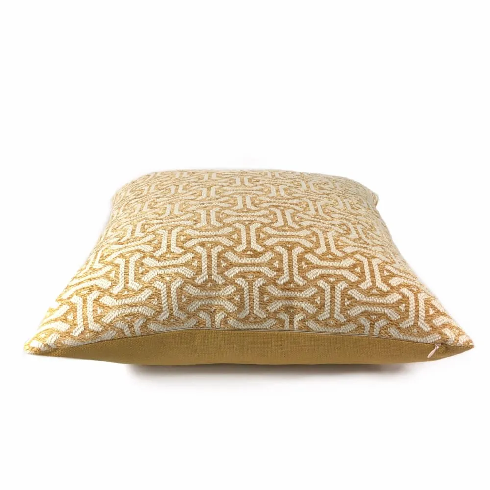 Gramercy I Golden Barley & Cream Geometric Pillow Cover (Fabric by the Yard available)