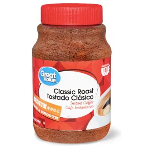 Great Value Classic Roast Instant Coffee, Medium Roast, 12 oz