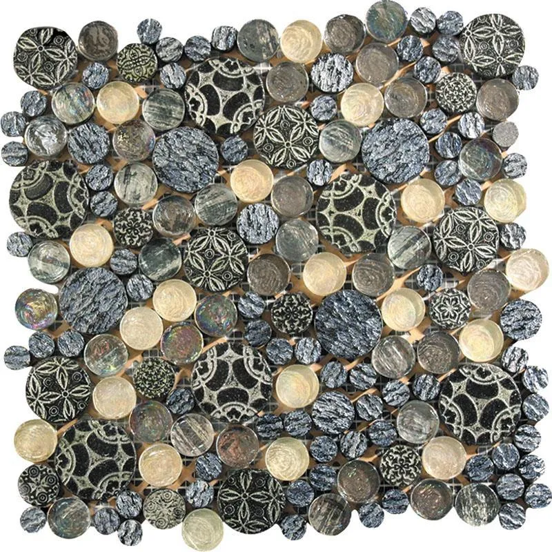 Grey Mixed Color Bubble Mosaic Tile