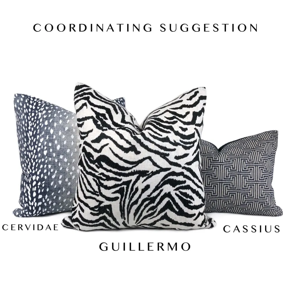 Guillermo Black White Embroidered Zebra Stripe Pillow Cover