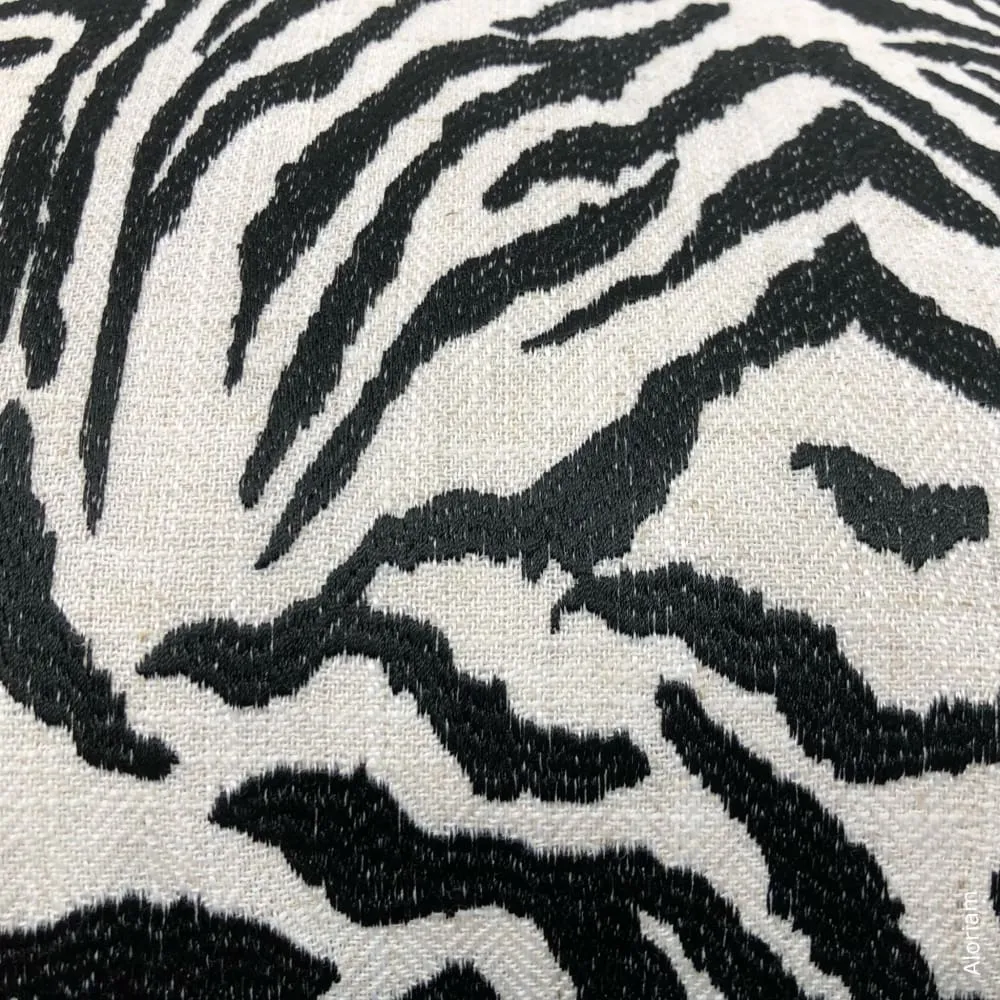 Guillermo Black White Embroidered Zebra Stripe Pillow Cover