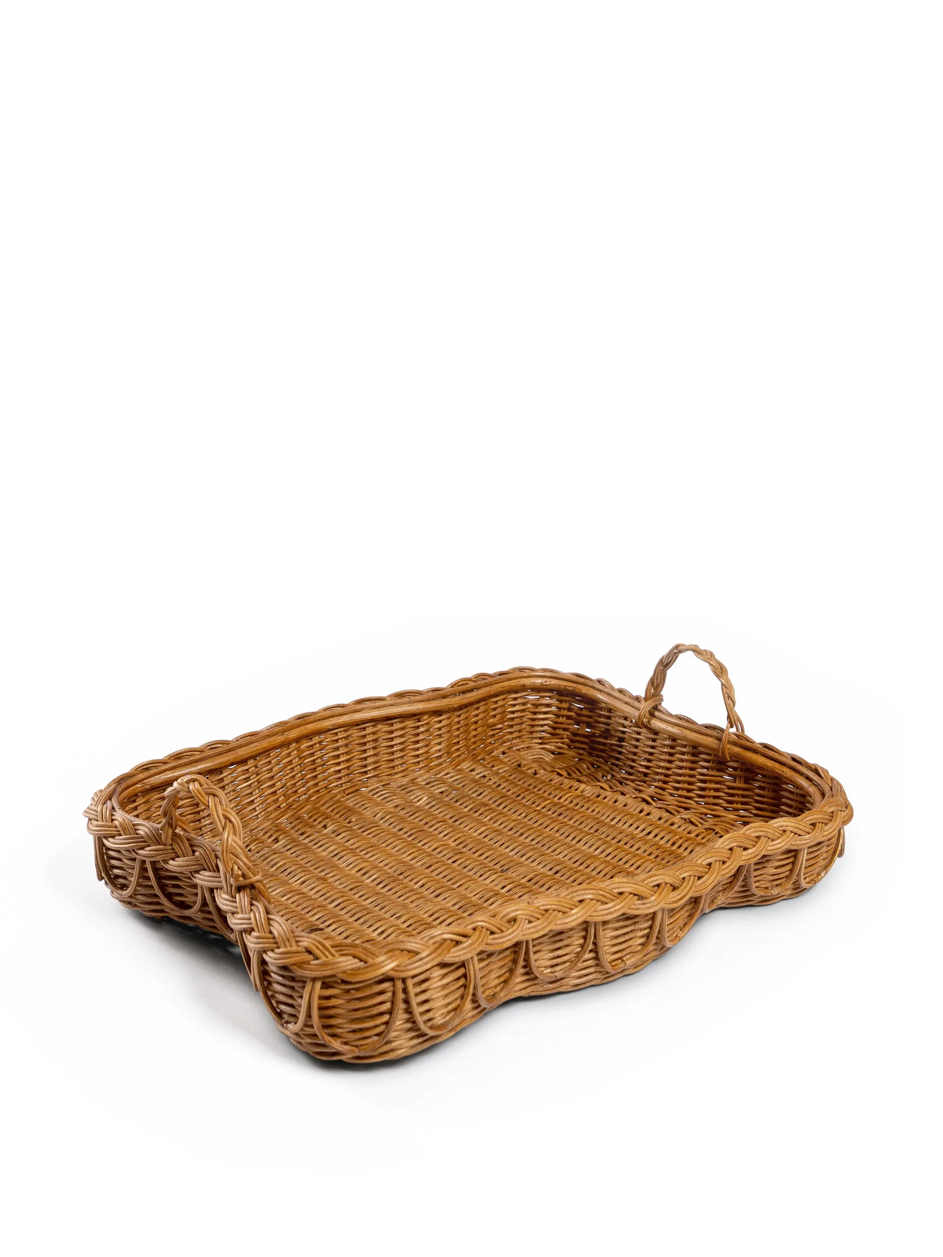 Hadley scalloped rattan tray