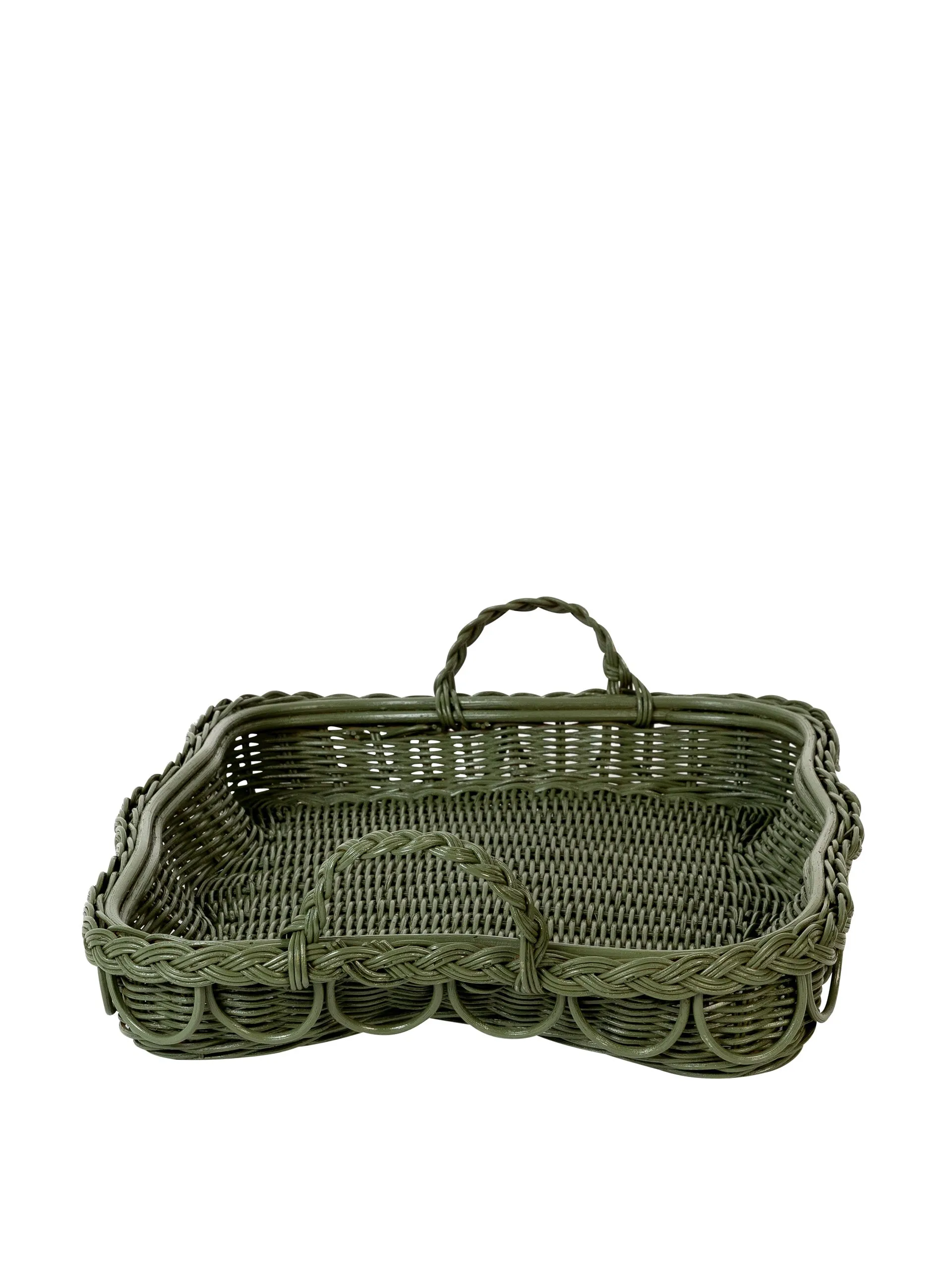 Hadley scalloped rattan tray