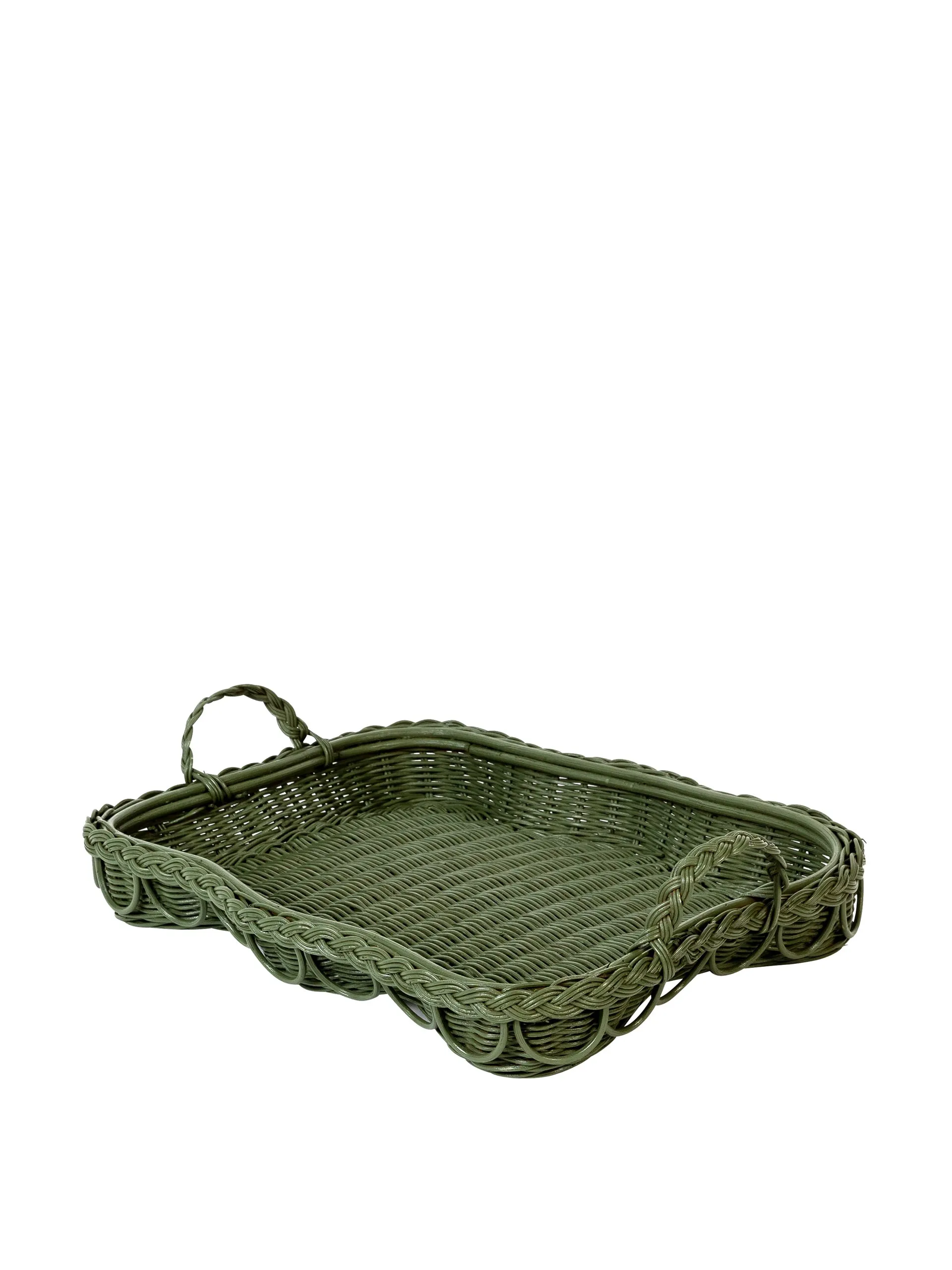 Hadley scalloped rattan tray