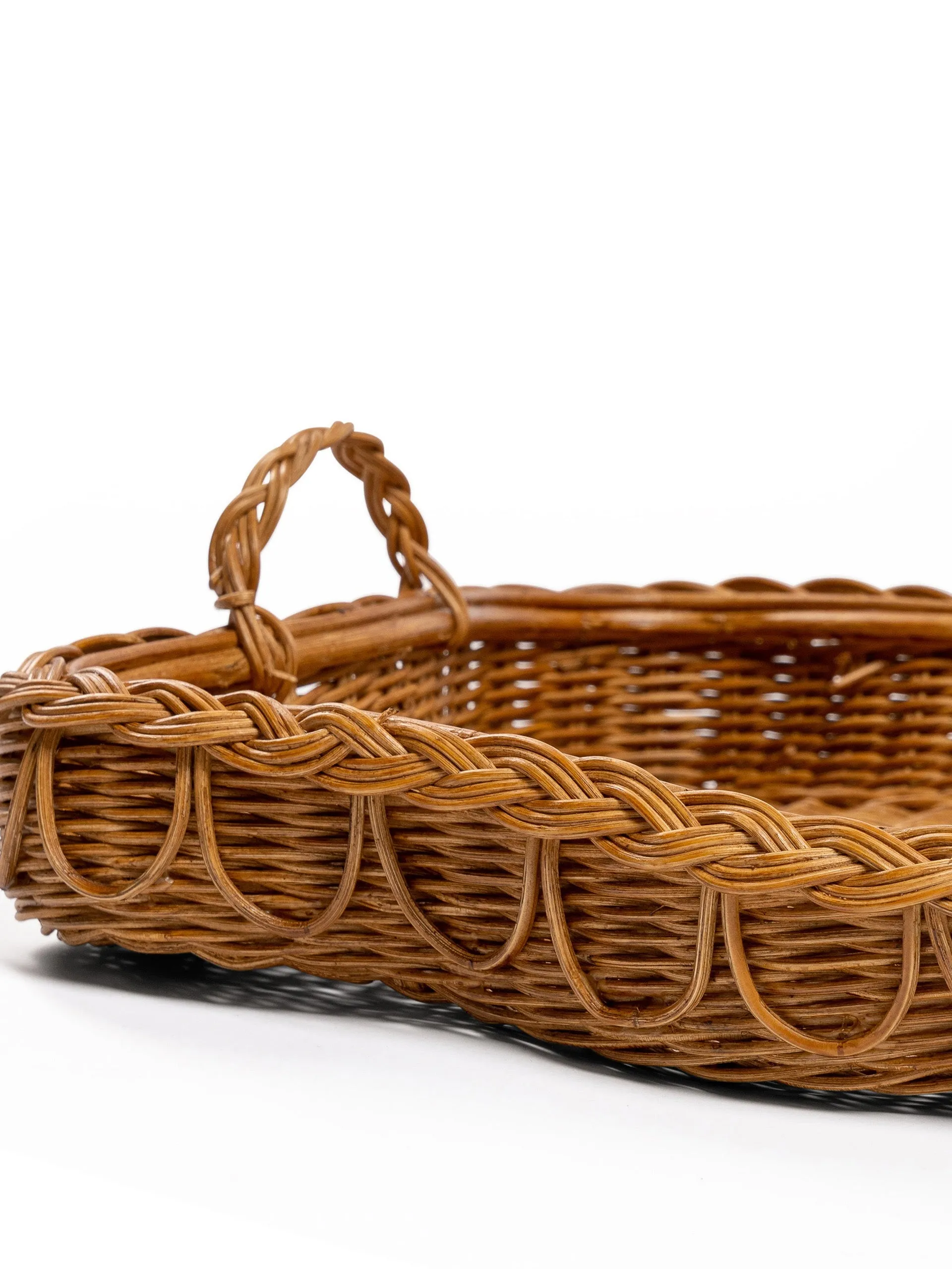 Hadley scalloped rattan tray