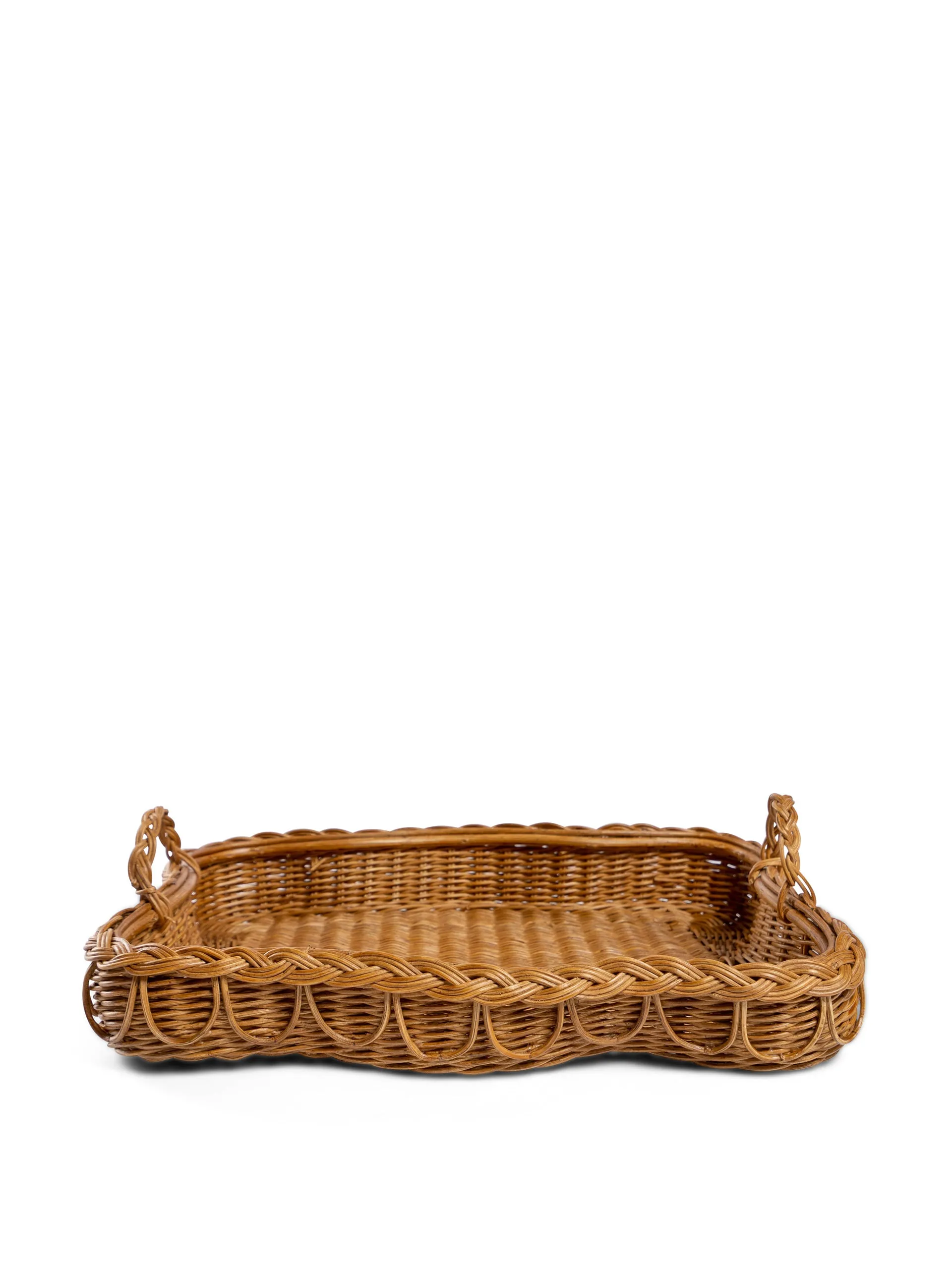 Hadley scalloped rattan tray