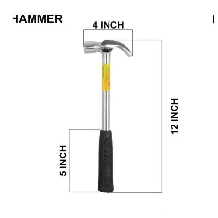 Hand Tool Combo - Claw Hammer Steel Shaft Shock resistant rubber grip   Heavy-Duty Straight Single sided adjustable Pipe Wrench - 10 inches