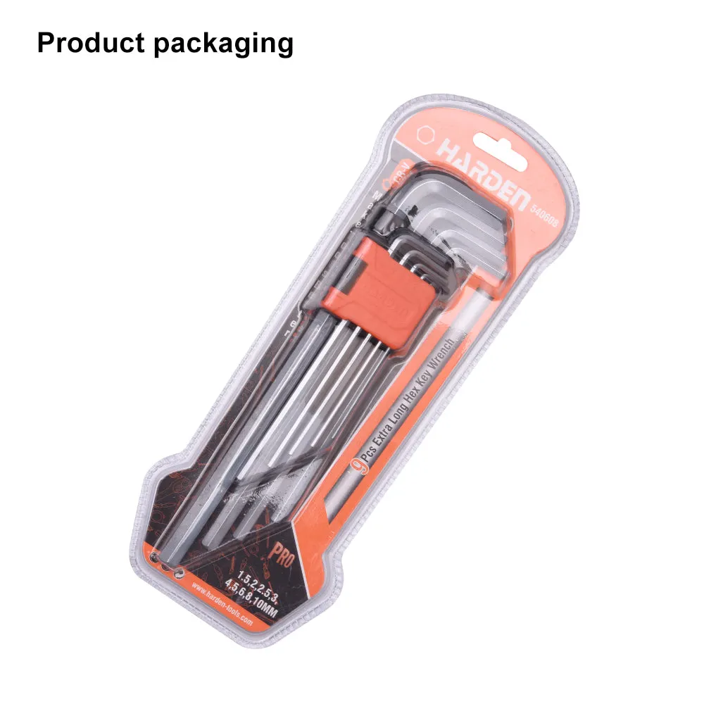 Harden 9Pcs Medium Hex Key Wrench Size 1.5 - 10mm