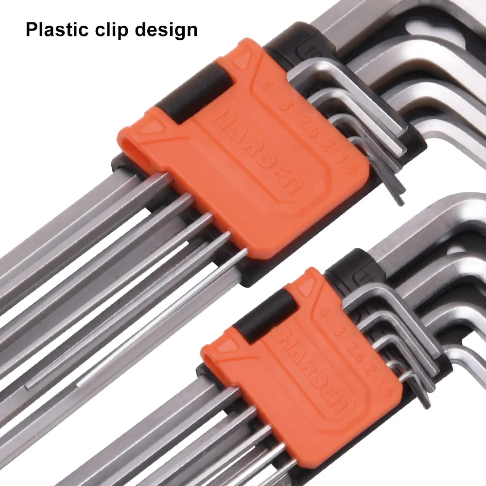 Harden 9Pcs Medium Hex Key Wrench Size 1.5 - 10mm