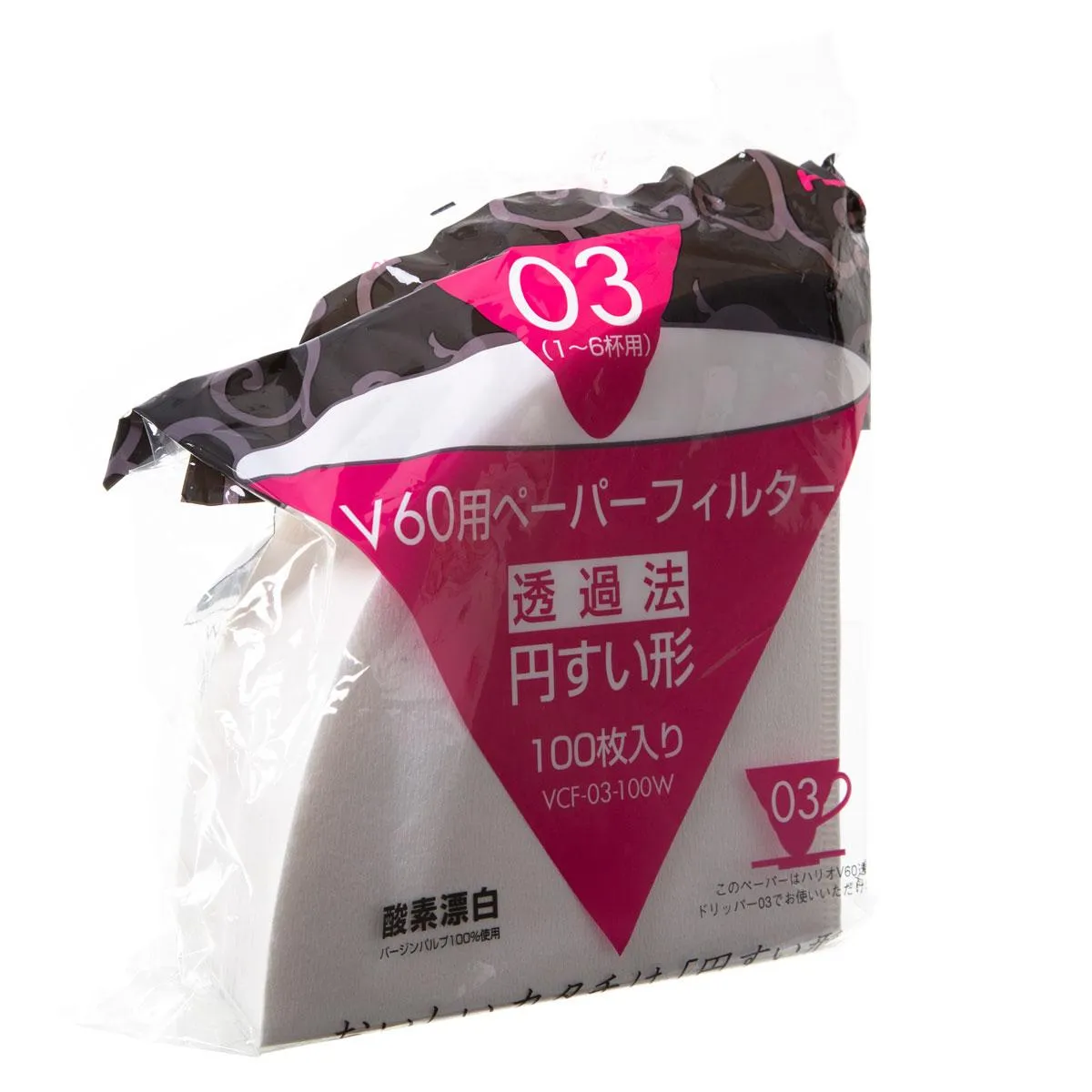 Hario V60 3 Cup (100Pcs) White Papers Bulk