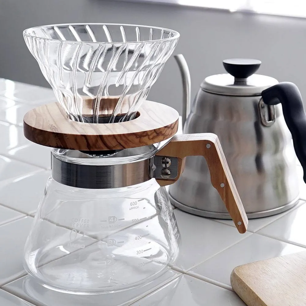 Hario V60 Glass Coffee Dripper Olive Wood - Size 02 - Bundle of 6