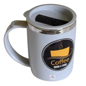 Heart Home Insulated BPA Free Plastic Coffee Mug with Lid (Grey)