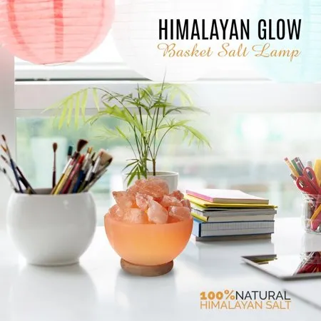 Himalayan Glow Ionic Pink Salt Hand Carved Crystal Bowl Lamp