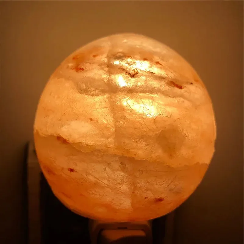 Himalayan Salt Lamp Natural Crystal Hand Carved Night Light Home Decor Air Purifying with Plug Release Negative Ions Warm White