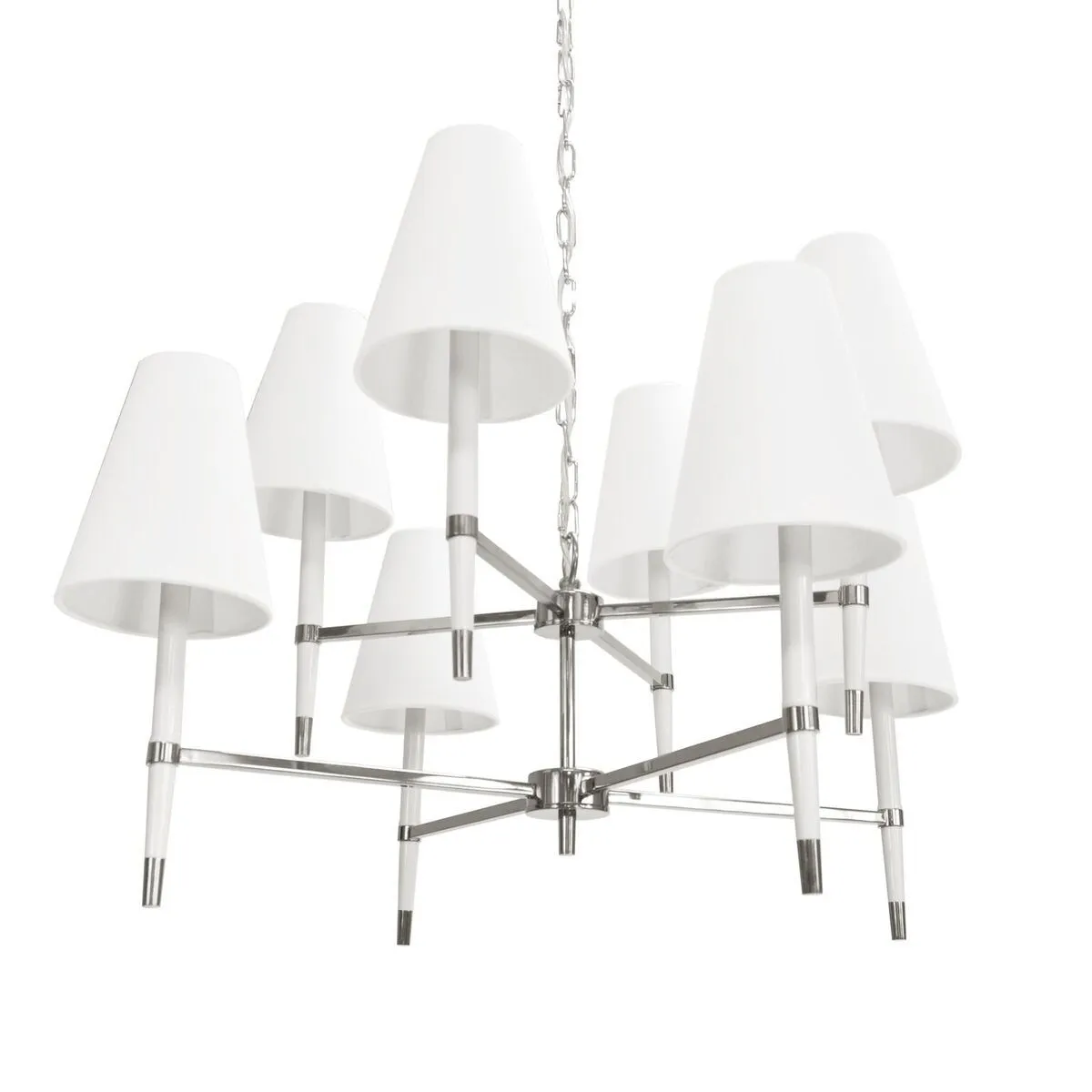 Hines White & Nickel Chandelier by Worlds Away