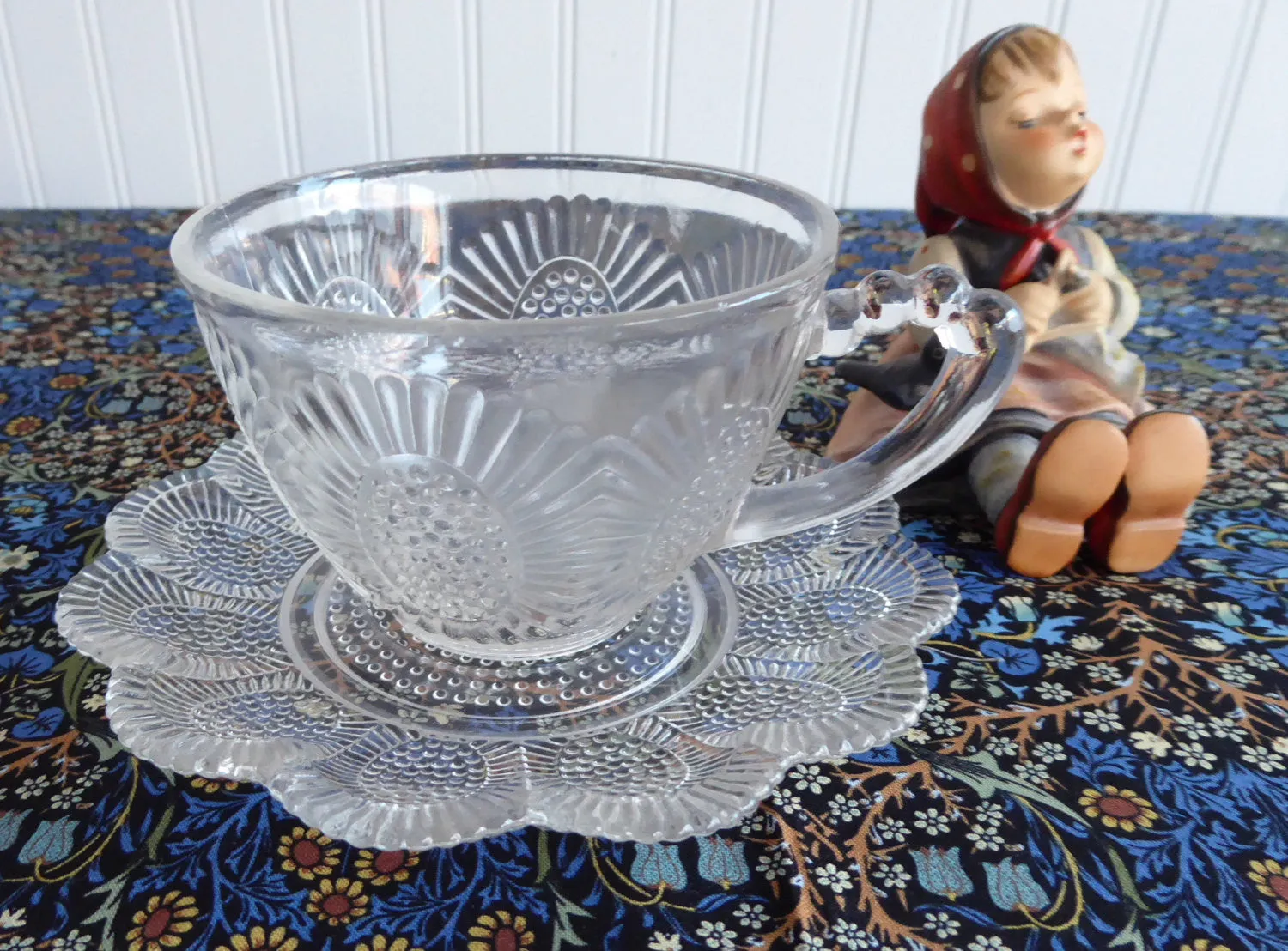 Hobnail Clear Cup And Saucer Indiana Glass 1950s Depression Glass Retro