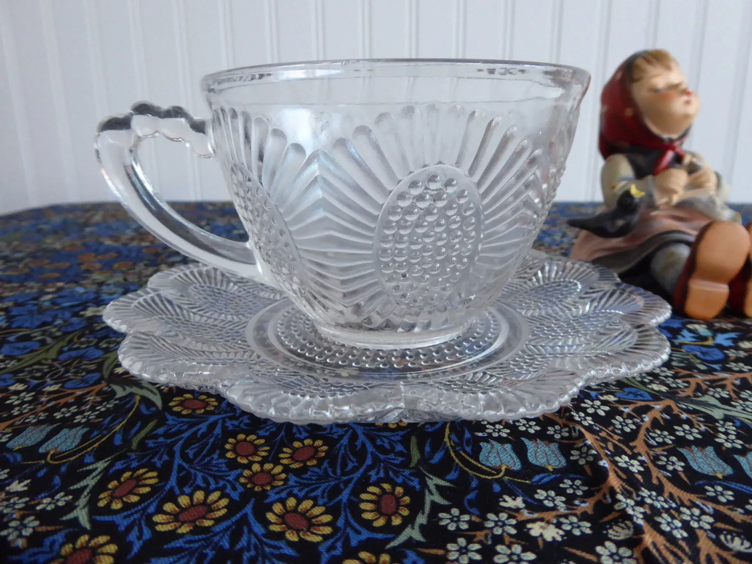 Hobnail Clear Cup And Saucer Indiana Glass 1950s Depression Glass Retro