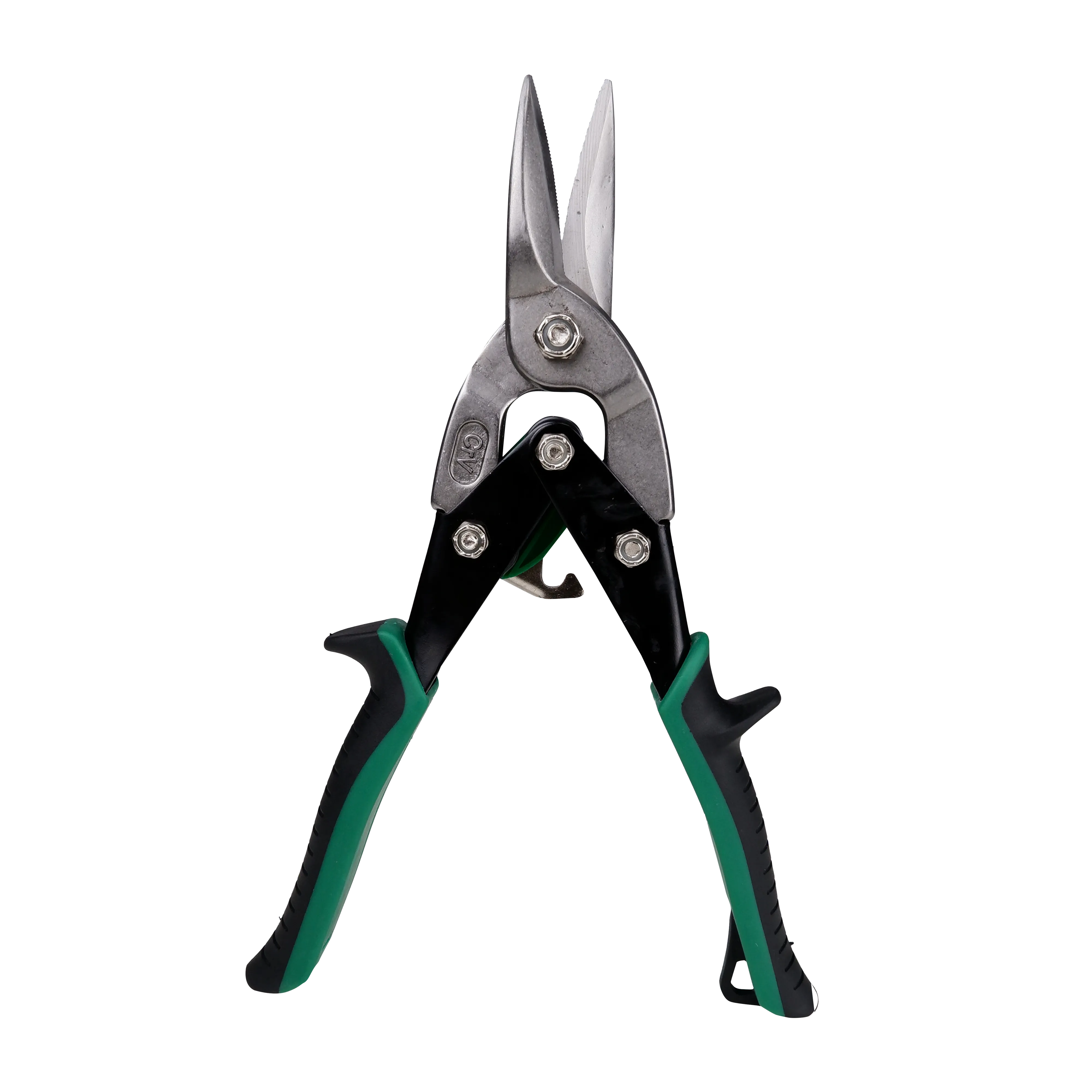 Homdum 10inch Aviation Snip Cut Tin Cutter Hanbon Anti-Slip Sawtooth Design Blade Scissor Heavy Duty Metal Sheet Cutting Snippers Hand Steel Shears with Spring 250MM Black Green