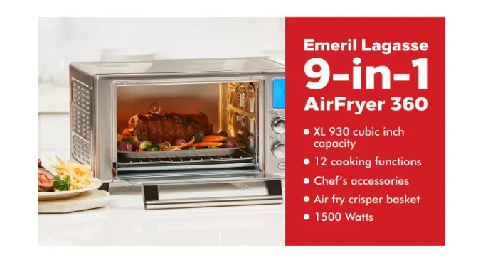 HUGE PRICE DROP: Emeril Lagasse Power Air Fryer Oven 360 with Accessories (Refurbished 60-Day Warranty) - Ships Quick!