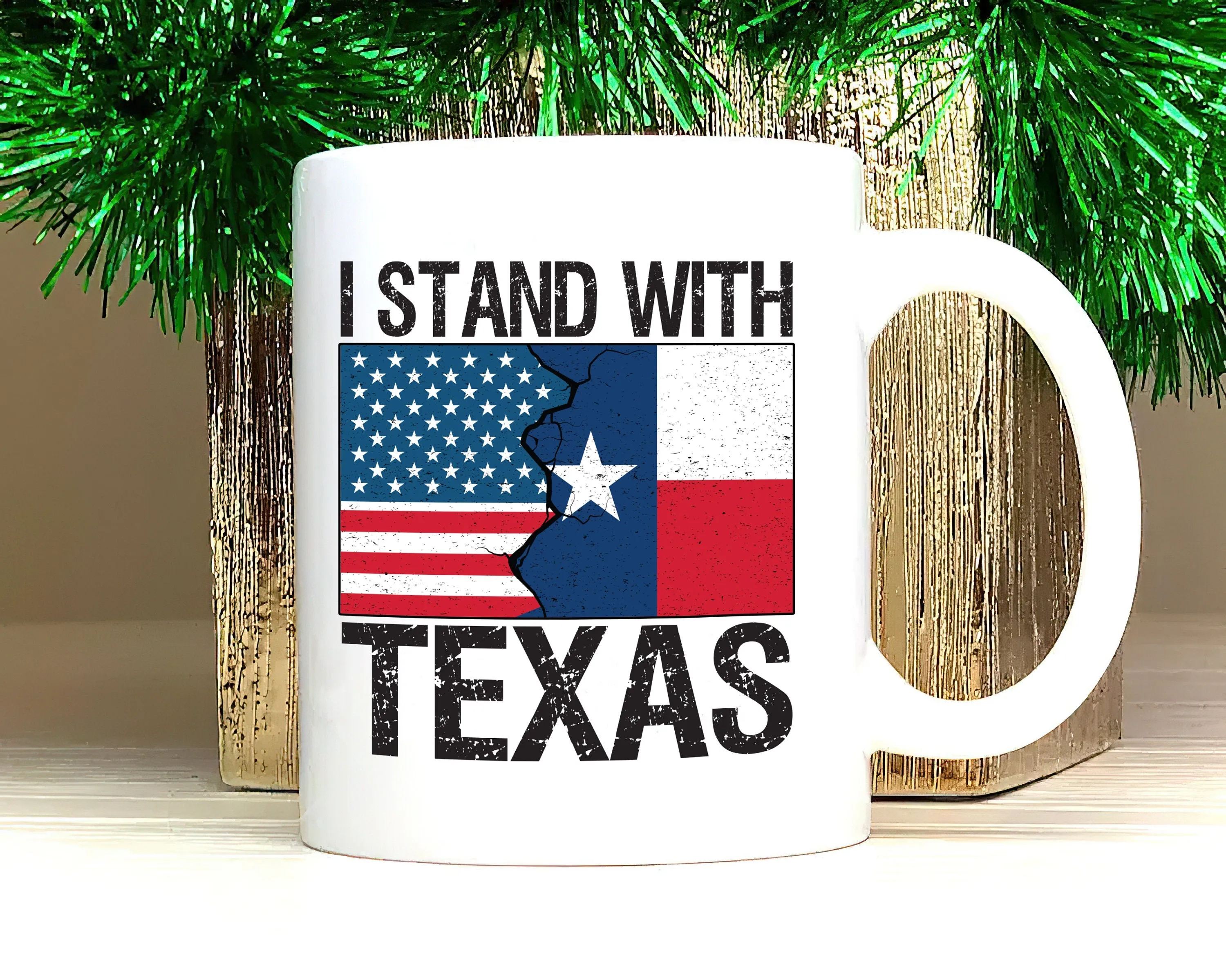 I Stand with Texas Coffee Mug, Support Texas Mug, Barbed Wire Patriotic Cup, Come and Take It Texas Flag Mug, Texas Border Coffee Cup