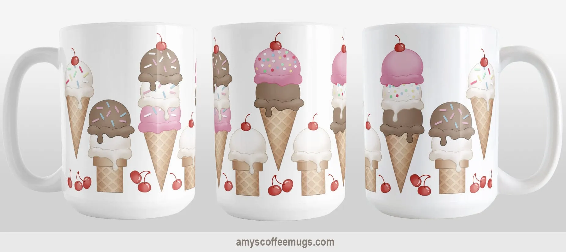 Ice Cream Cones and Cherries Mug