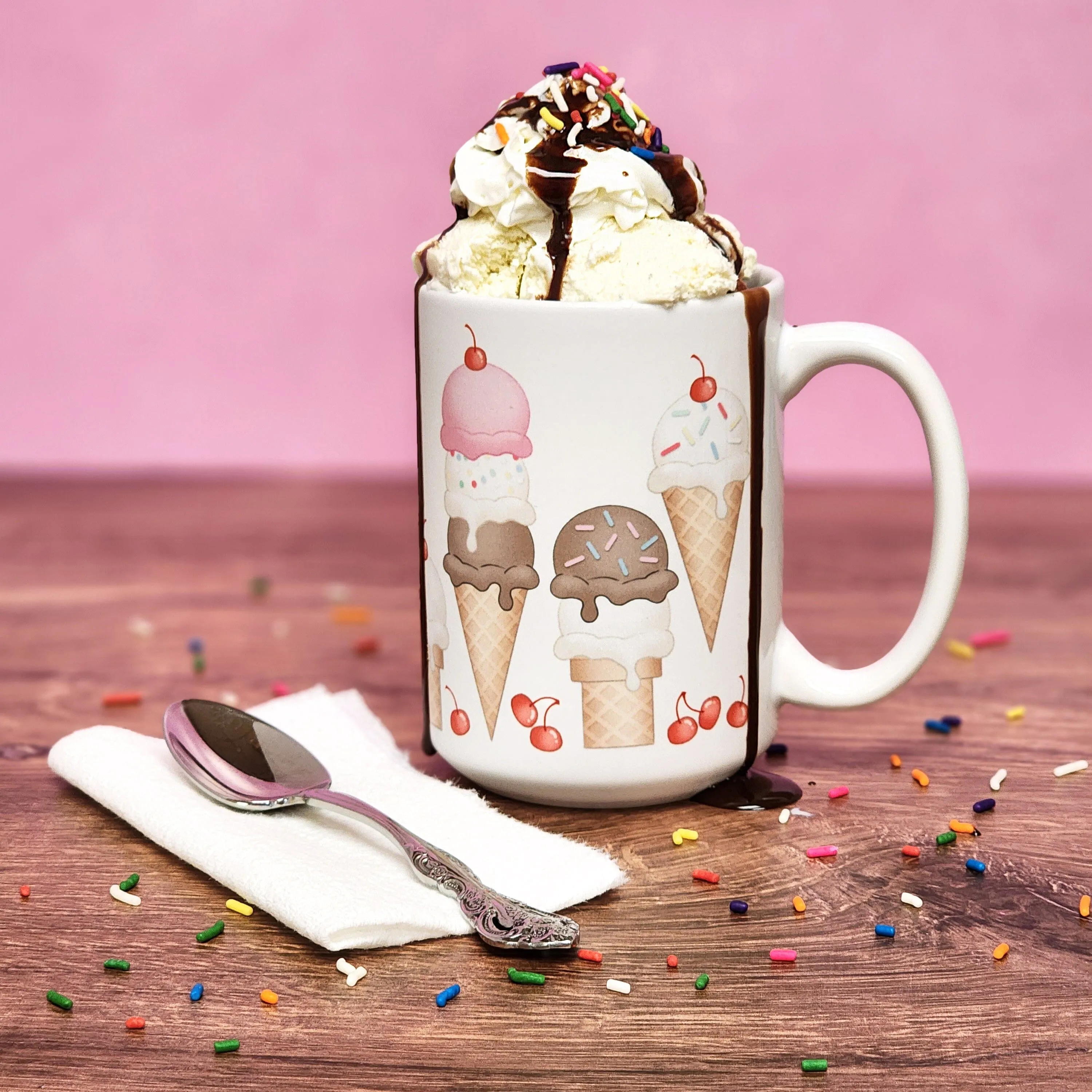 Ice Cream Cones and Cherries Mug