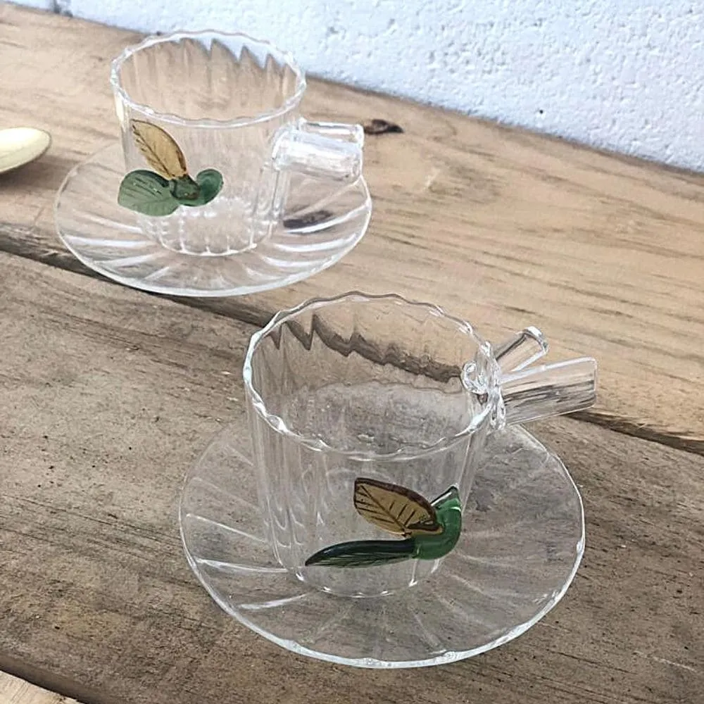 Ichendorf Greenwood coffee cup with saucer leaves