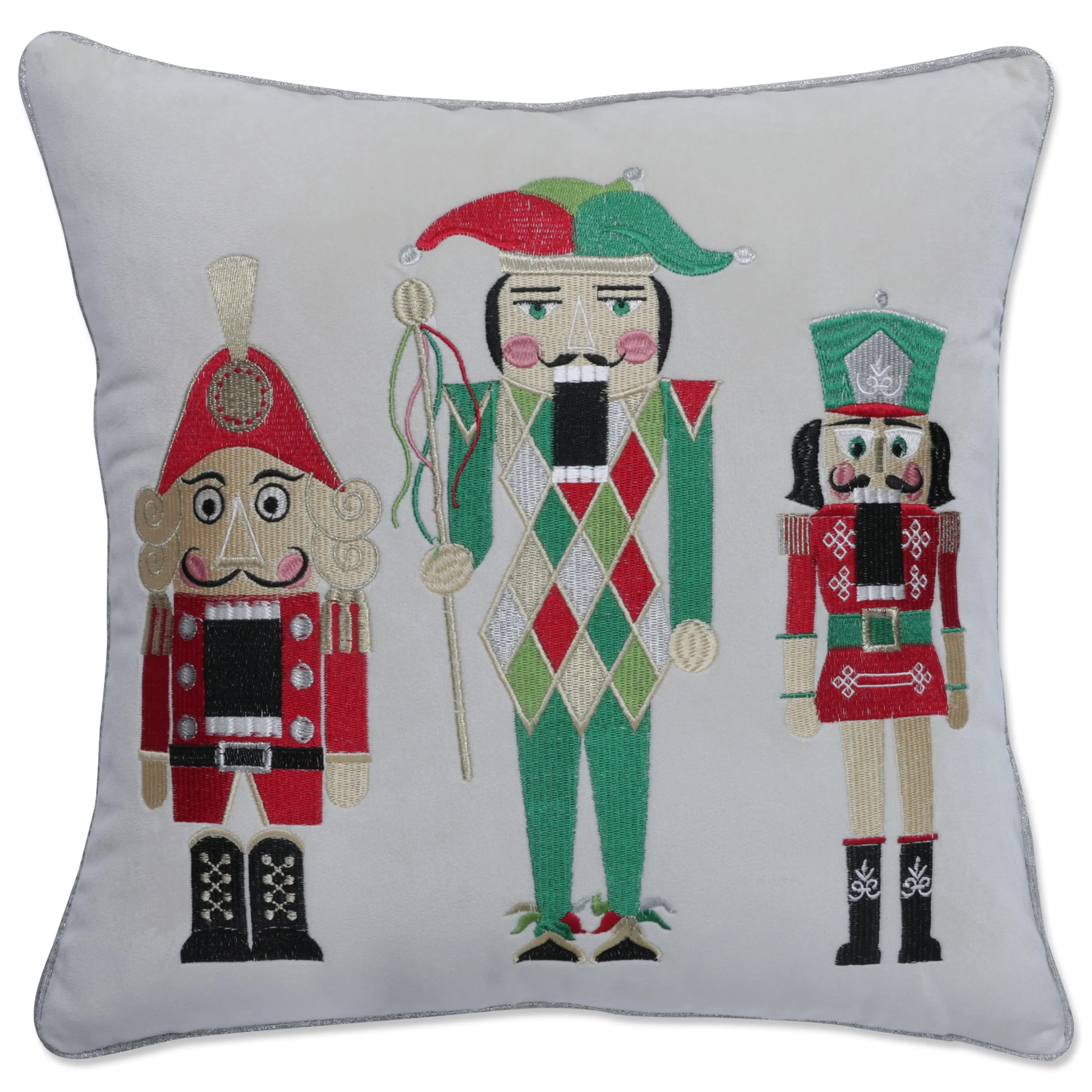 Indoor Christmas Velvet Nutcrackers Multi 17-inch Throw Pillow Cover