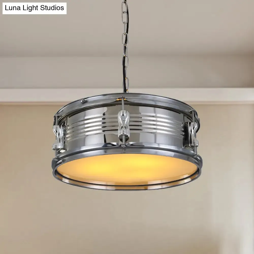 Industrial Drum Chandeliers - 3-Bulb Pendant Light for Living Room