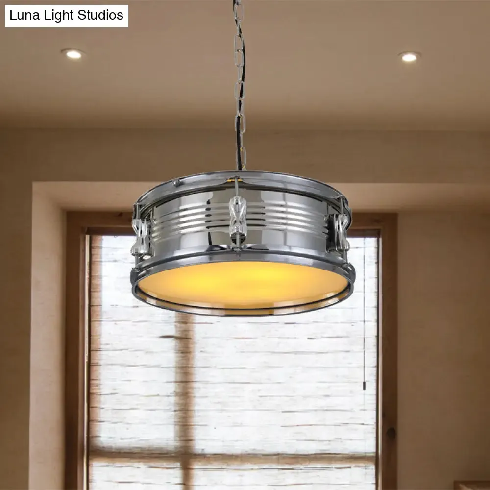 Industrial Drum Chandeliers - 3-Bulb Pendant Light for Living Room