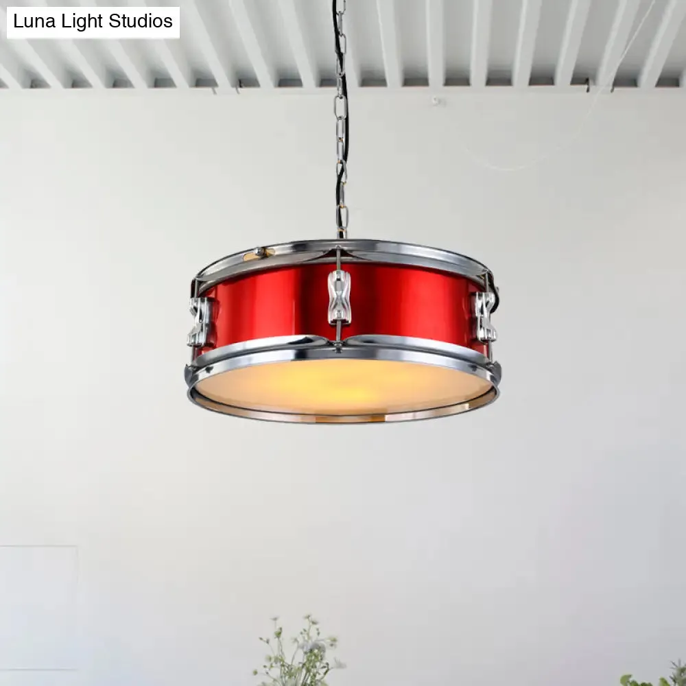 Industrial Drum Chandeliers - 3-Bulb Pendant Light for Living Room