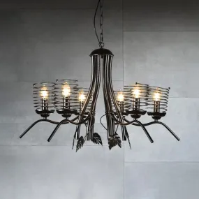 Industrial Loft 6-Bulb Black Wire Frame Chandelier Pendant Lamp