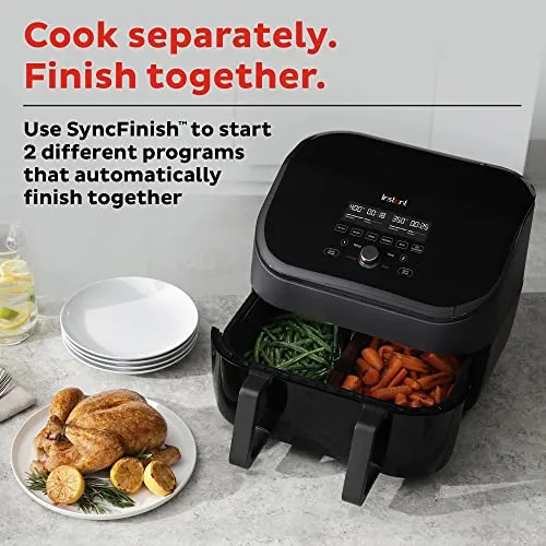 Instant Vortex 9 Quart VersaZone 8-in-1 Air Fryer with Dual Basket Option, From the Makers of Instant Pot with EvenCrisp Technology, Nonstick and Dishwasher-Safe Basket, App With Over 100 Recipes