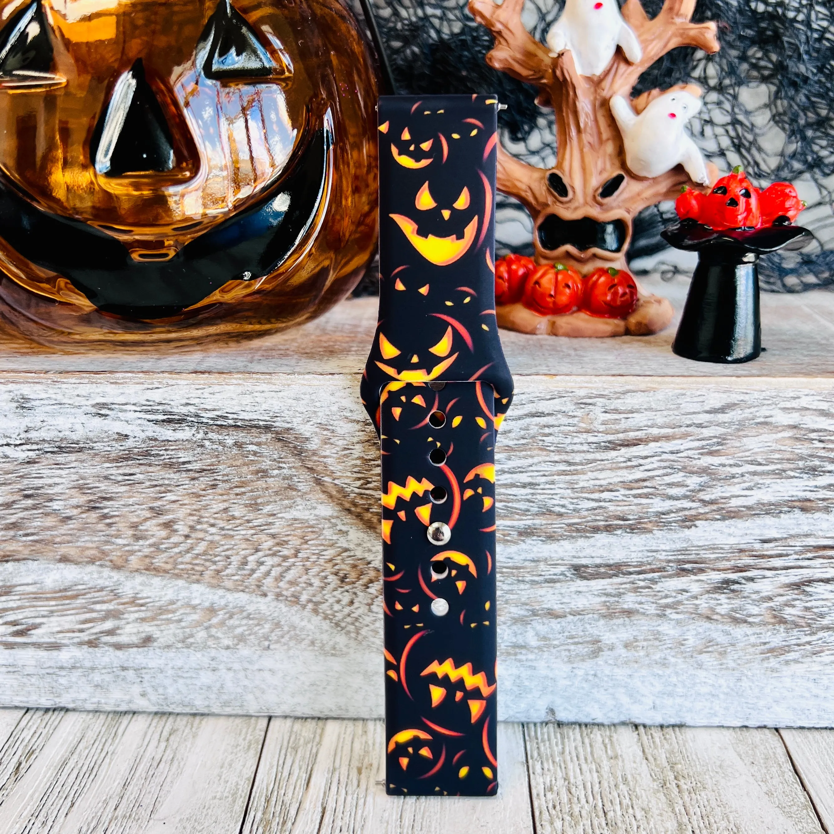 Jack-O-Lantern Print Silicone Band For Samsung Watch