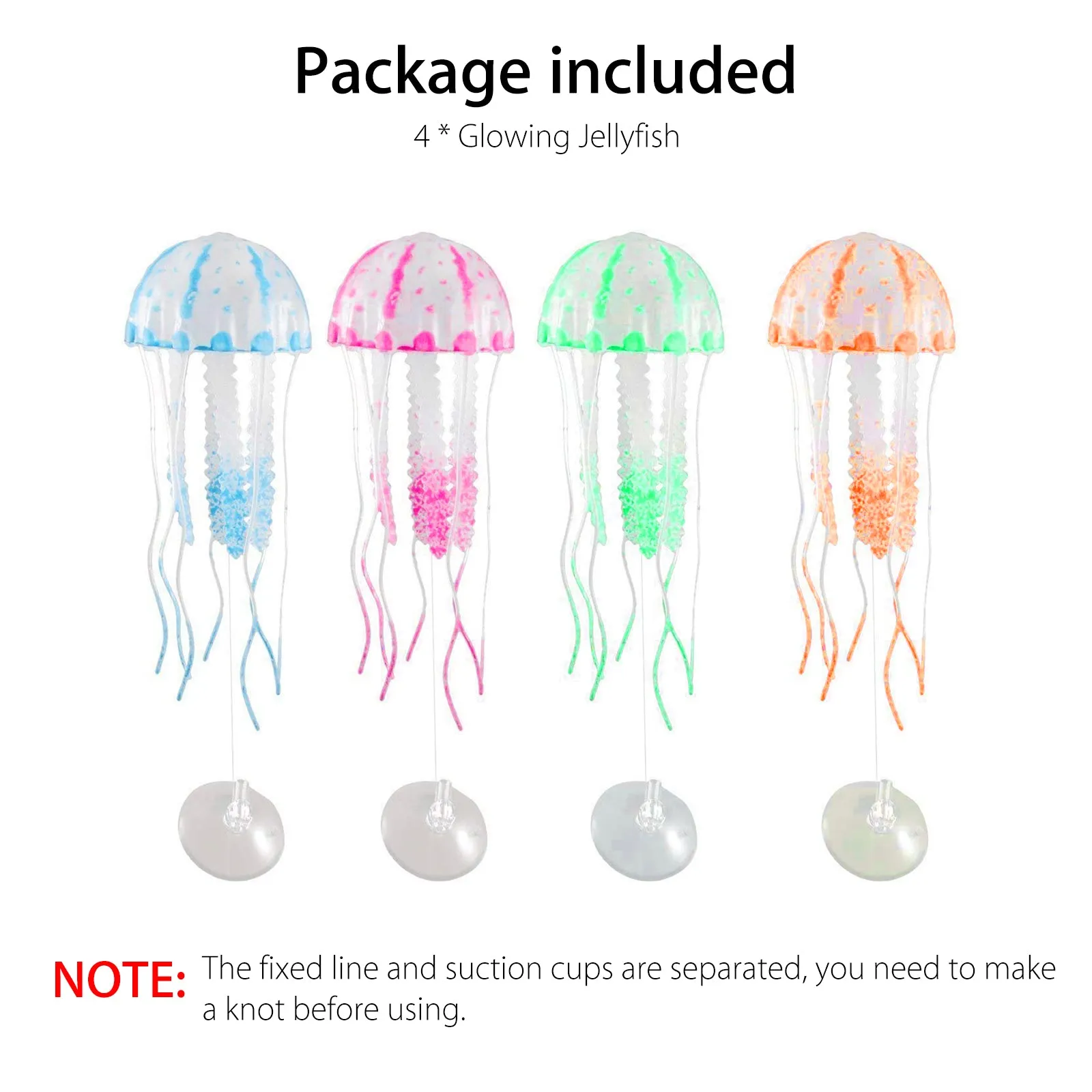 Jellyfish Aquarium Decorations, 4pcs Glowing