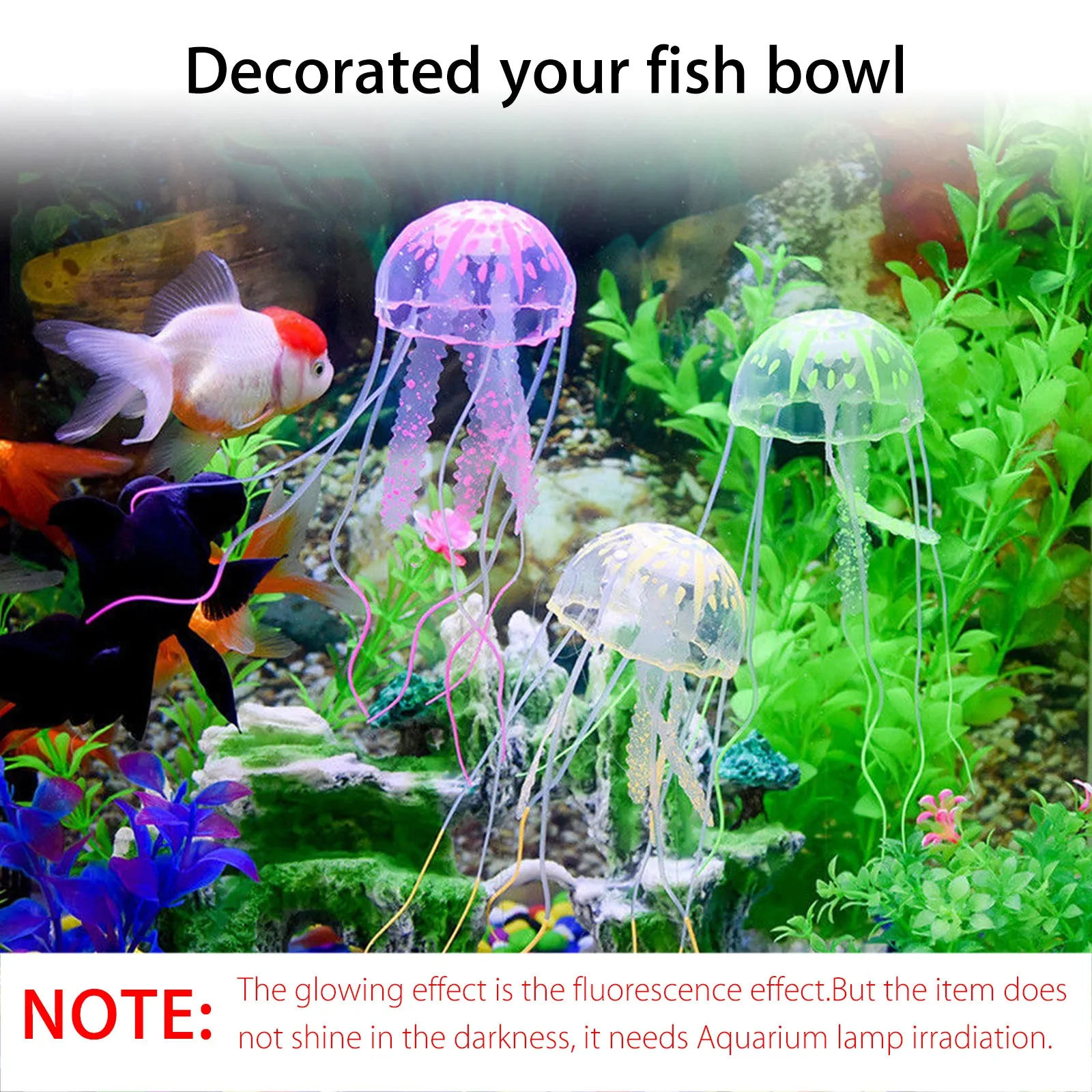 Jellyfish Aquarium Decorations, 4pcs Glowing