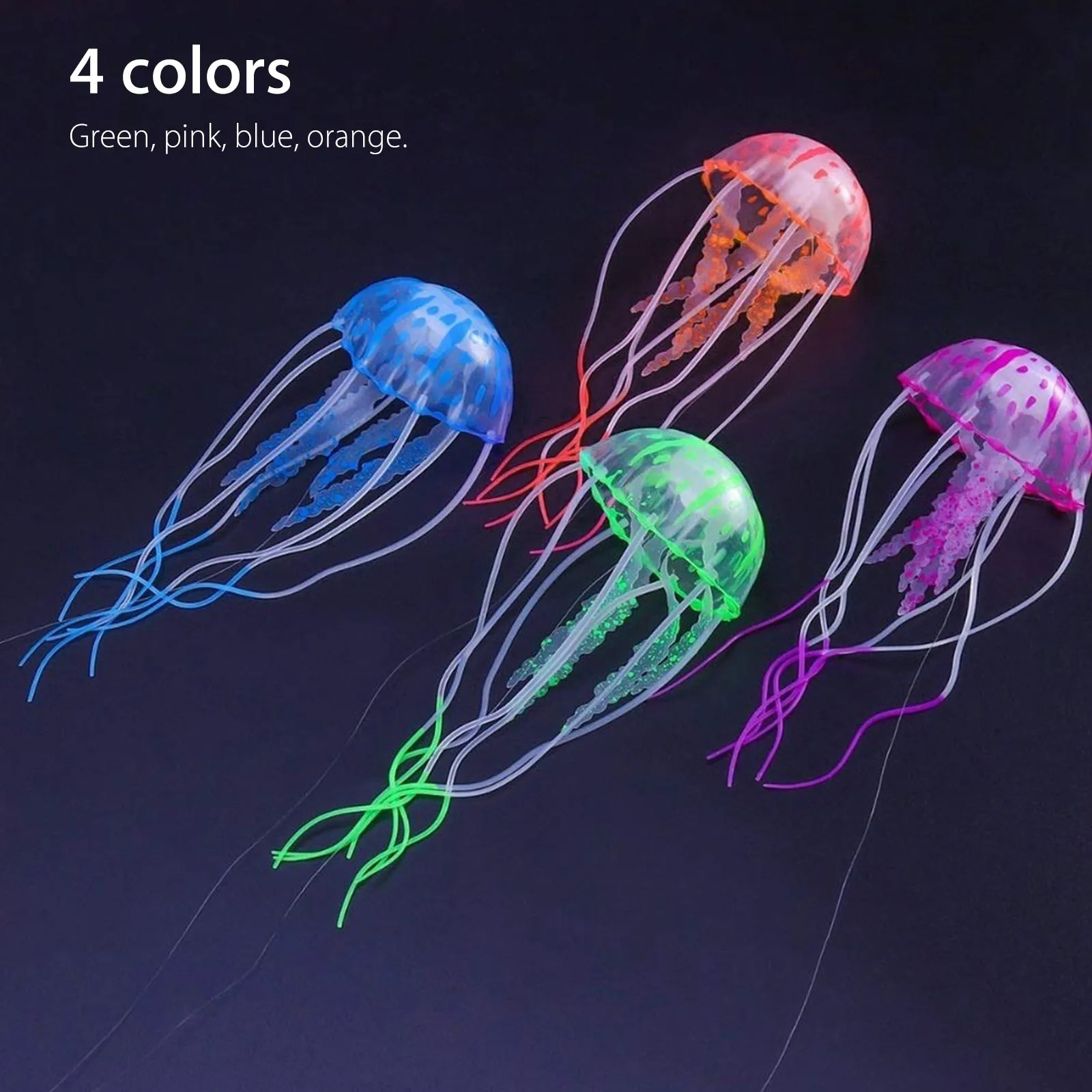 Jellyfish Aquarium Decorations, 4pcs Glowing