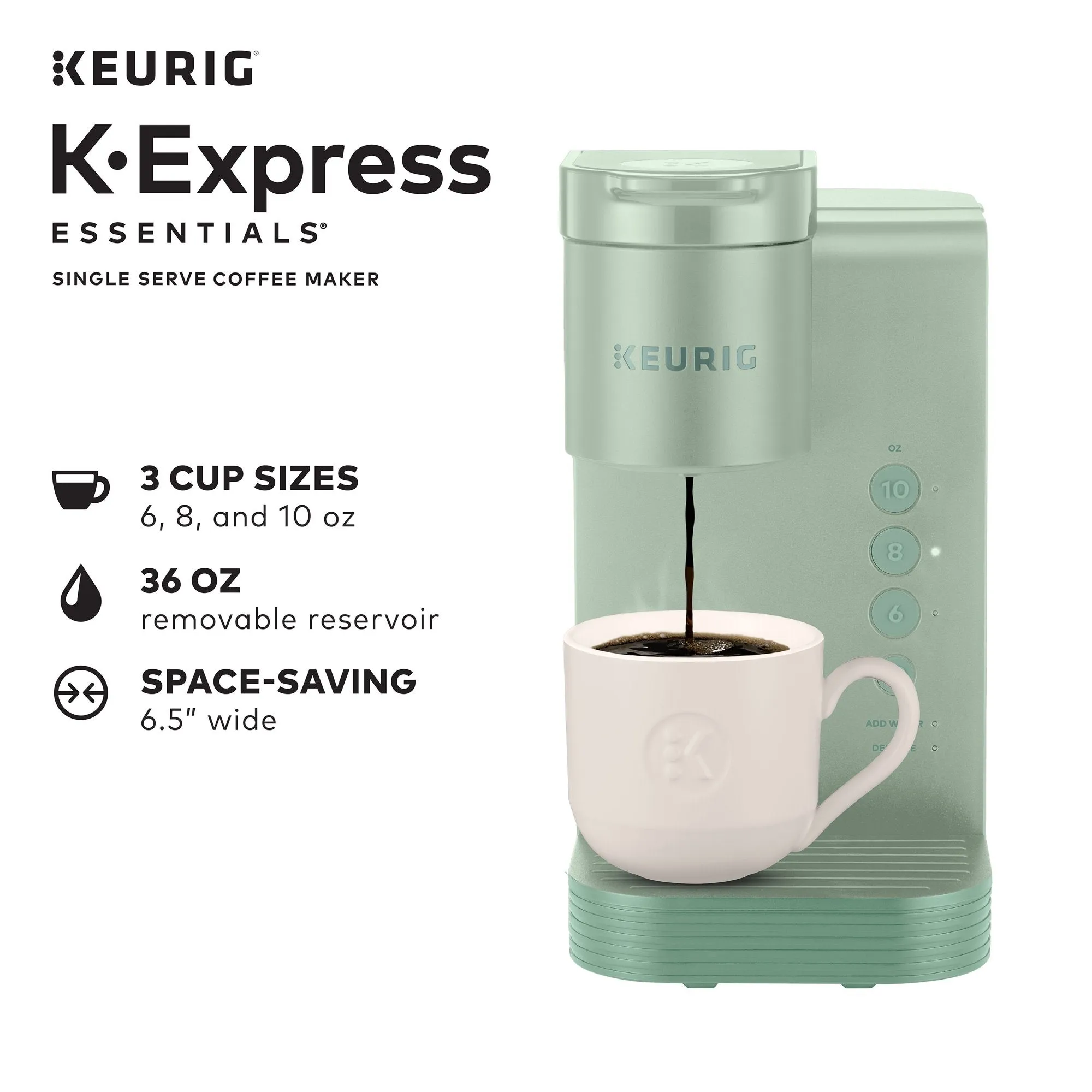 Keurig K-Express Essentials Single Serve K-Cup Pod Coffee Maker, Silver Sage