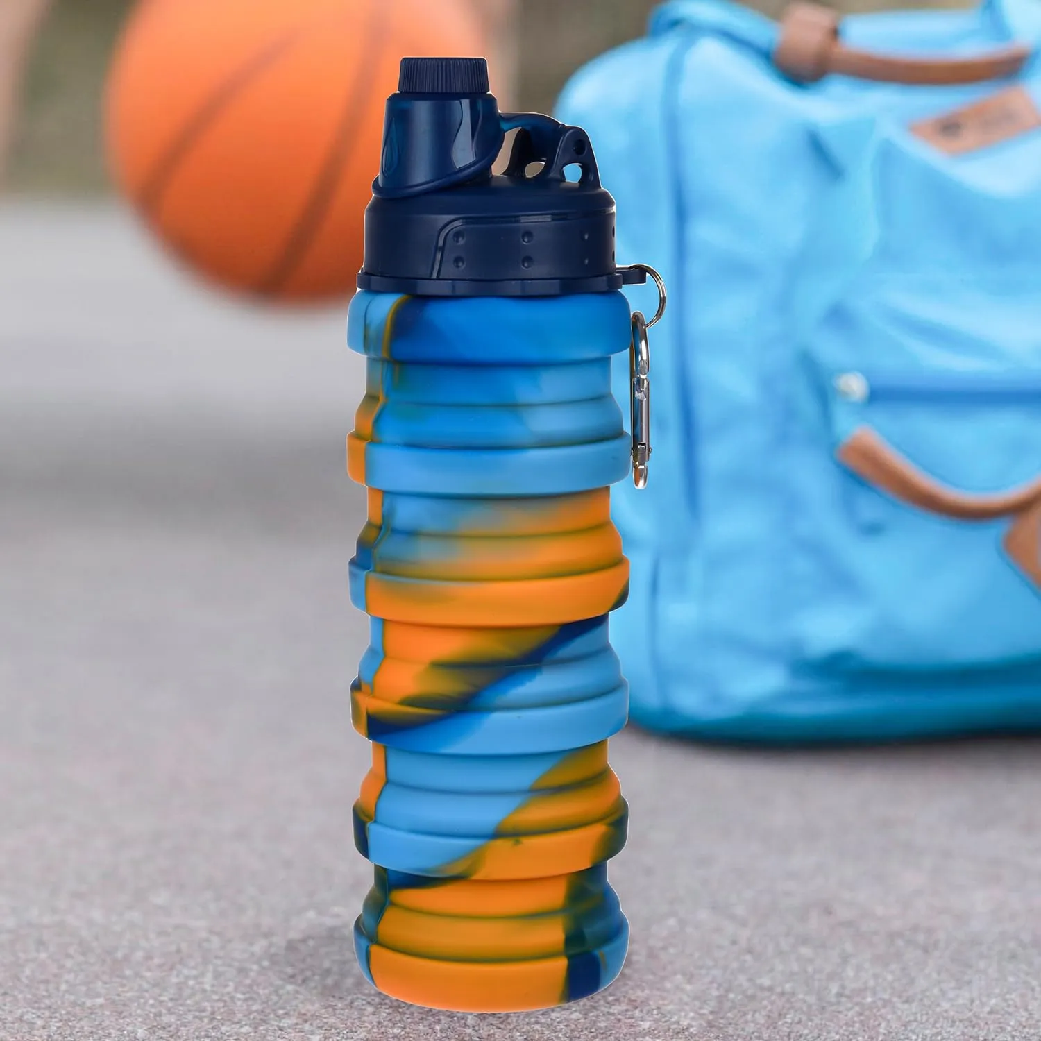 Kuber Industries Water Bottle | Silicone School Water Bottle | Expandable Water Bottle | Folding Water Bottle | Gym Water Bottle | Sports Water Bottle | 500 ML | Pack of 2 | Multicolor