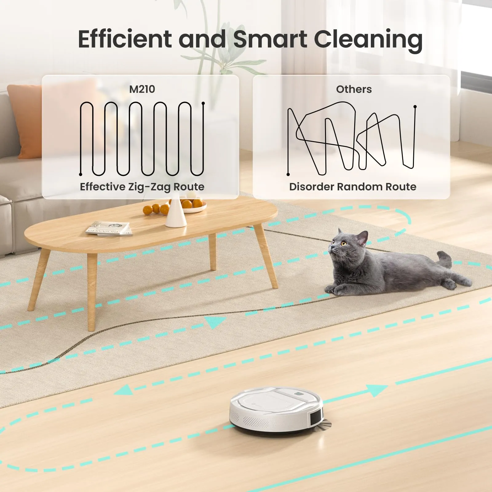 Lefant Robot Vacuum Cleaner, Strong Suction, 120 Mins Runtime, Slim, Low Noise, Automatic Self-Charging, Wi-Fi/App/Alexa Control, Ideal for Pet Hair Hard Floor and Daily Cleaning, M210