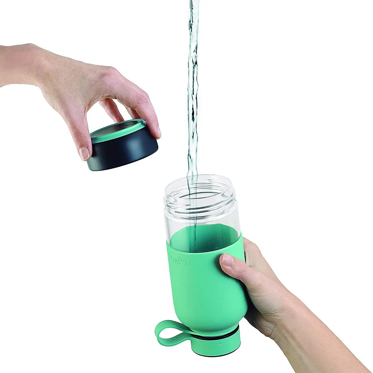 Lekue Bottle To Go reusable water bottle, 20 ounce, Turquoise